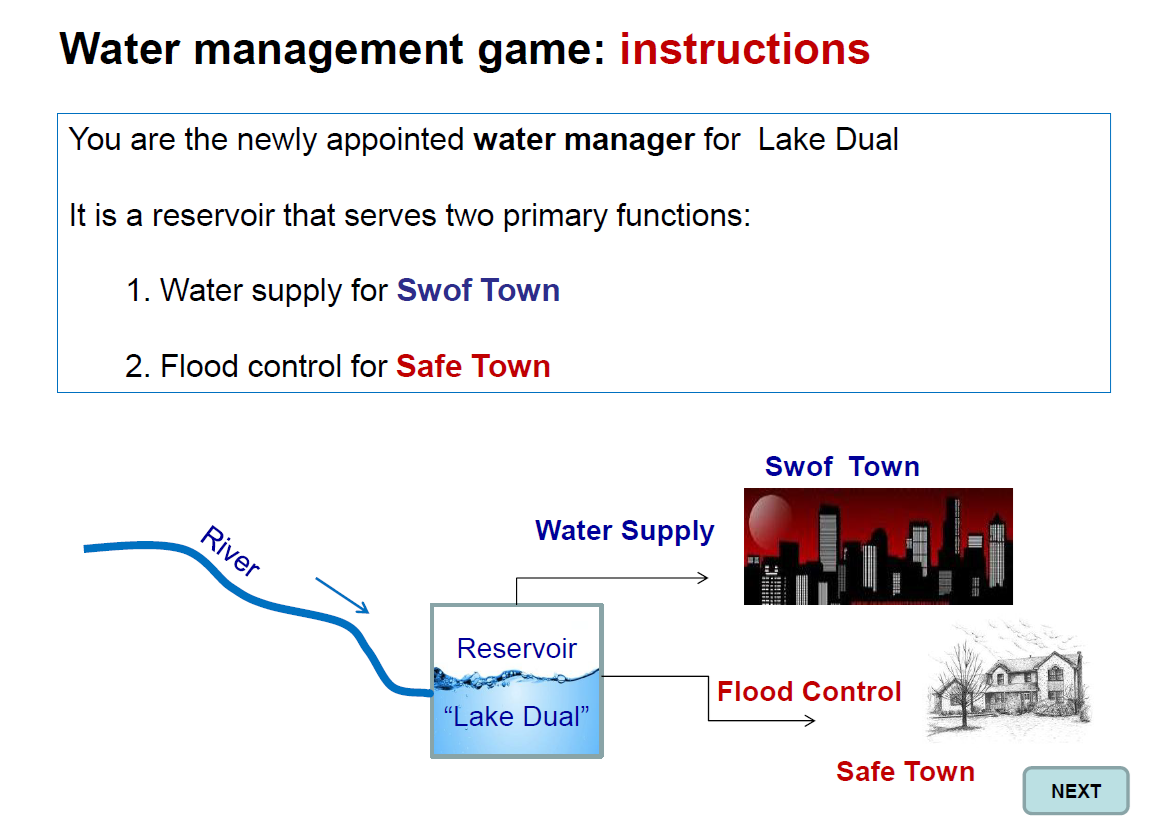 A risk-based decision-making game relevant to water management